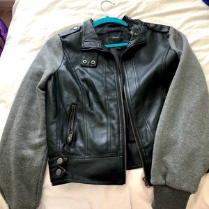 Forever 21 Faux leather jacket with sweatshirt